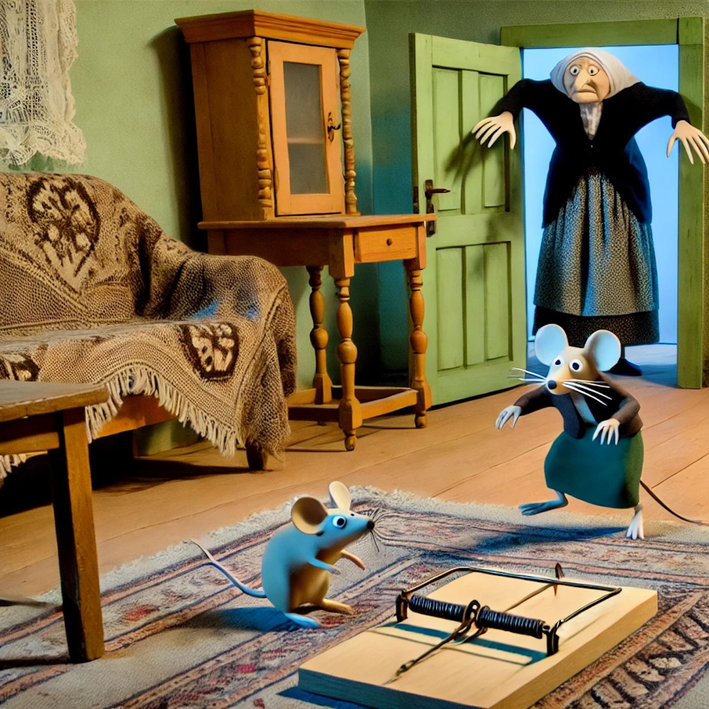 "I can always tell when the mother in law's coming to stay; the mice throw themselves on the traps." episode artwork