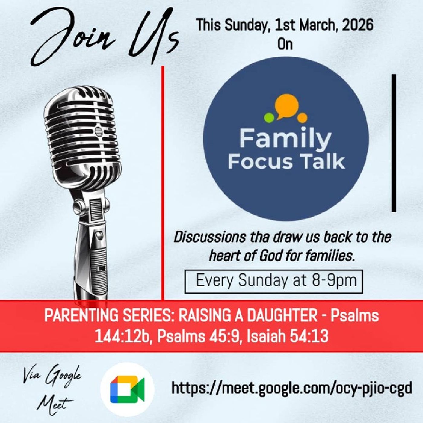 Parenting Series - Raising Daughters (01-03-26). On family Focus Talk episode artwork