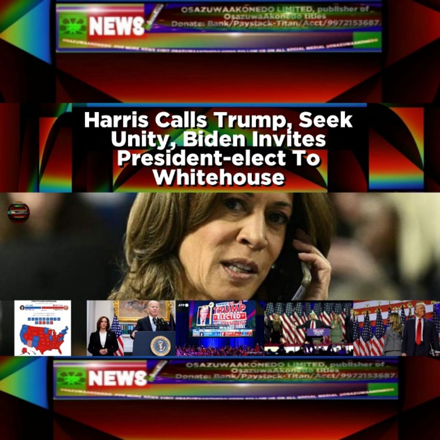 Harris Calls Trump, Seek Unity, Biden Invites President-elect To Whitehouse episode artwork