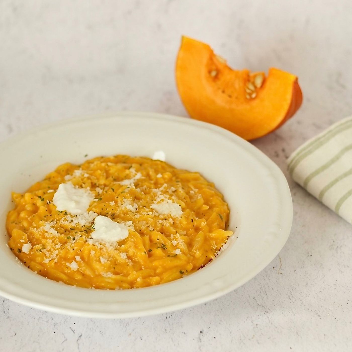 Risoni con crema di zucca