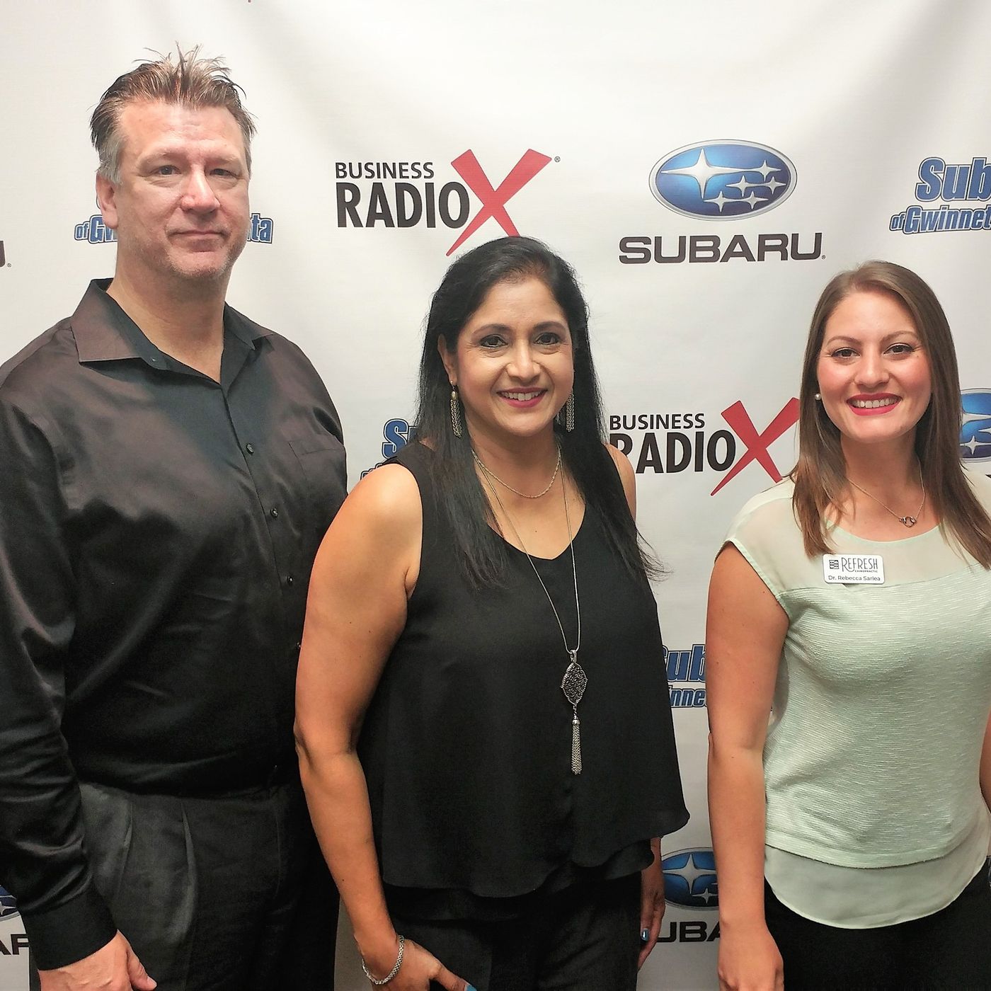 Dr. Rebecca Sarlea with Refresh Chiropractic and Kevin Sirface and Dipa Janardanan with the Atlanta Water Store episode artwork