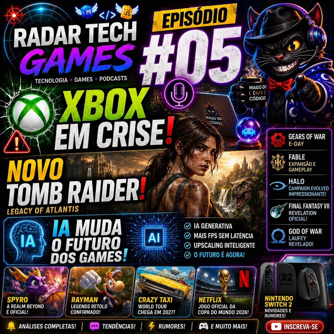 RADAR TECH GAMES #5 O FUTURO DOS GAMES ESTÁ MUDANDO? XBOX EM CRISE, NOVO TOMB RAIDER E A GUERRA DA PRÓXIMA GERAÇÃO episode artwork
