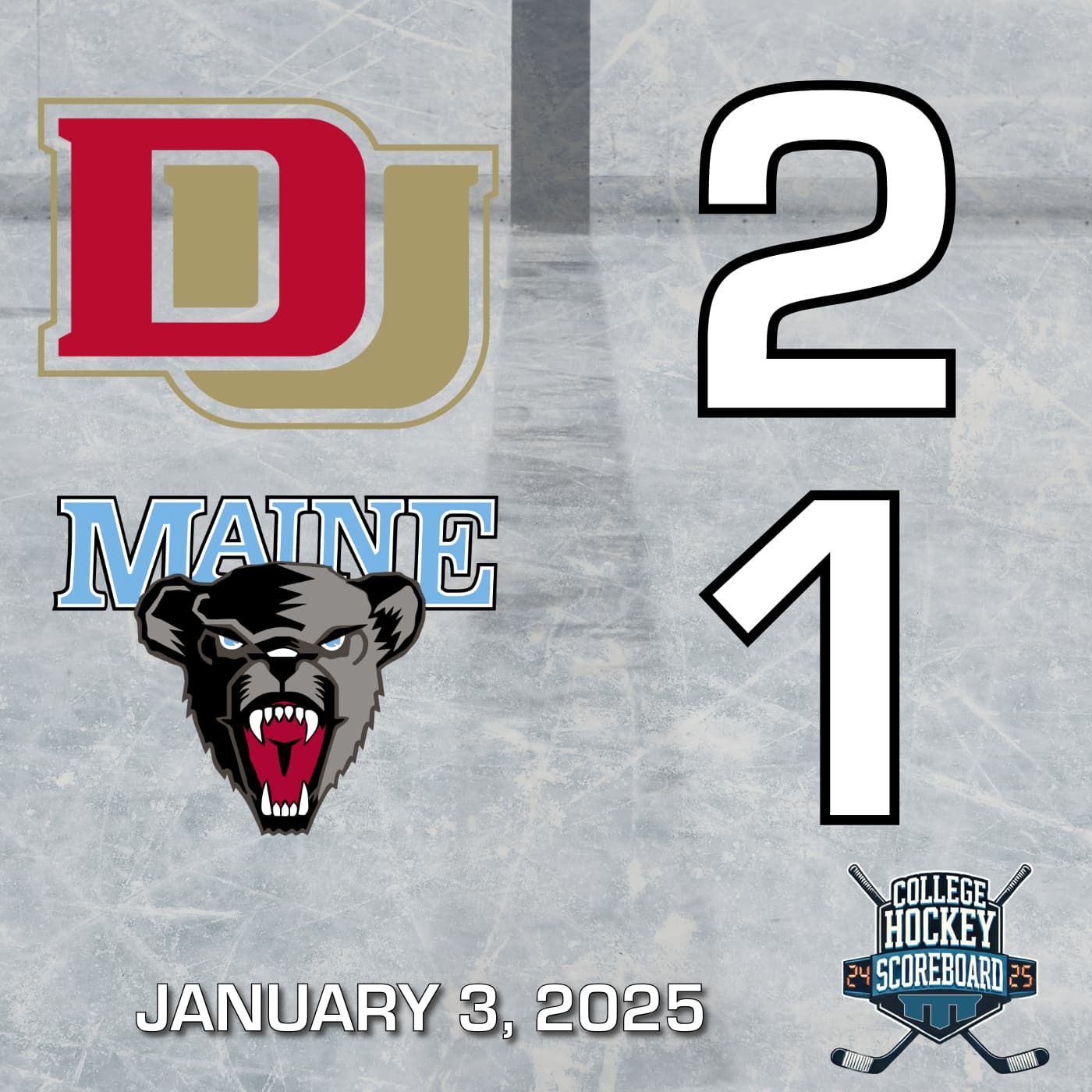 No. 6 Denver scores late to top No. 7 Maine; Wrigley hosts Frozen Confines; No. 10 St. Lawrence women top No. 5 Colgate - CHS 1-3-25