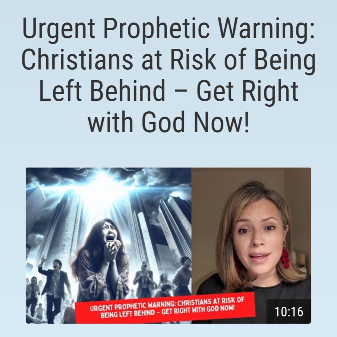 Urgent Prophetic Warning: Christians at Risk of Being Left Behind – Get Right with God Now! episode artwork