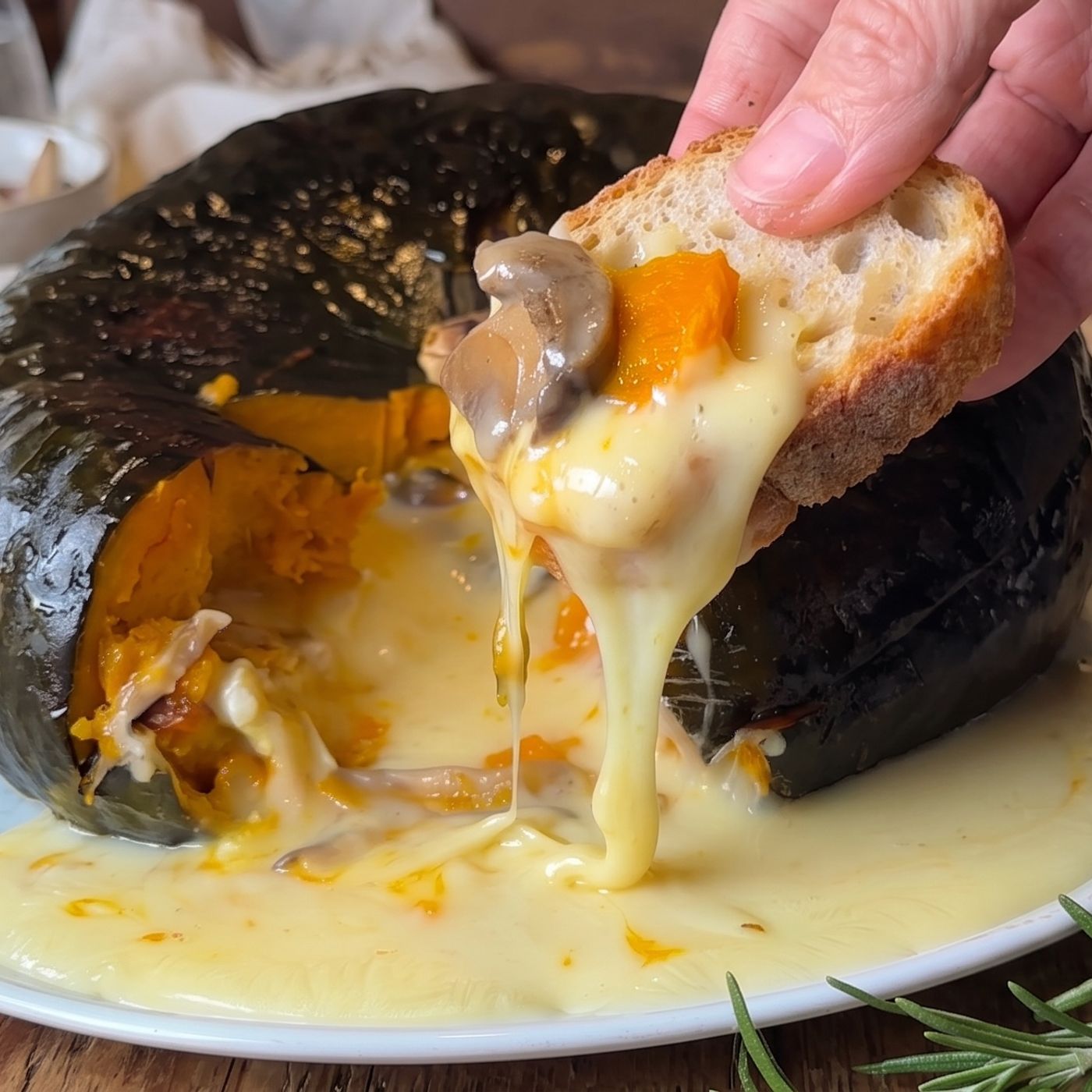 Zucca ripiena con funghi e brie al forno: la ricetta ricca e cremosa
