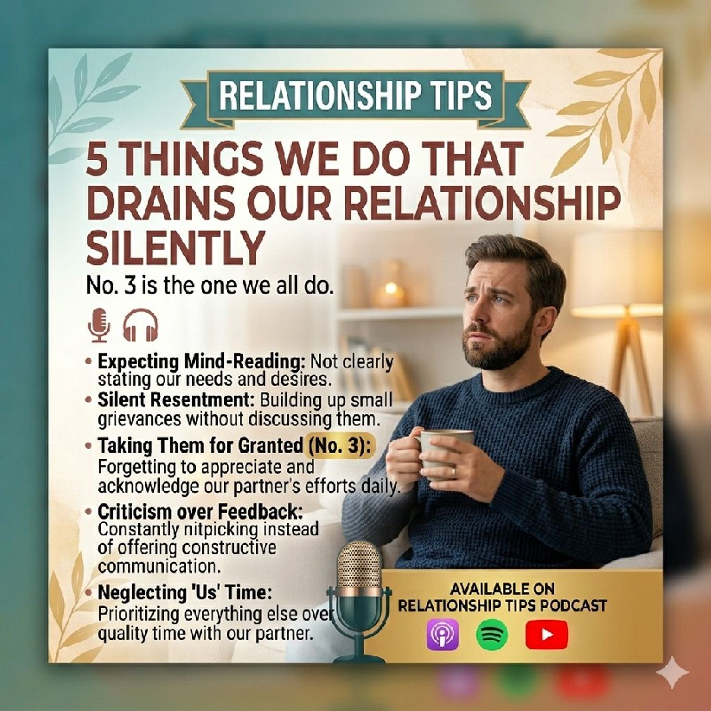5 things we do that drains our relationship silently. No. 3 is the one we all do. episode artwork