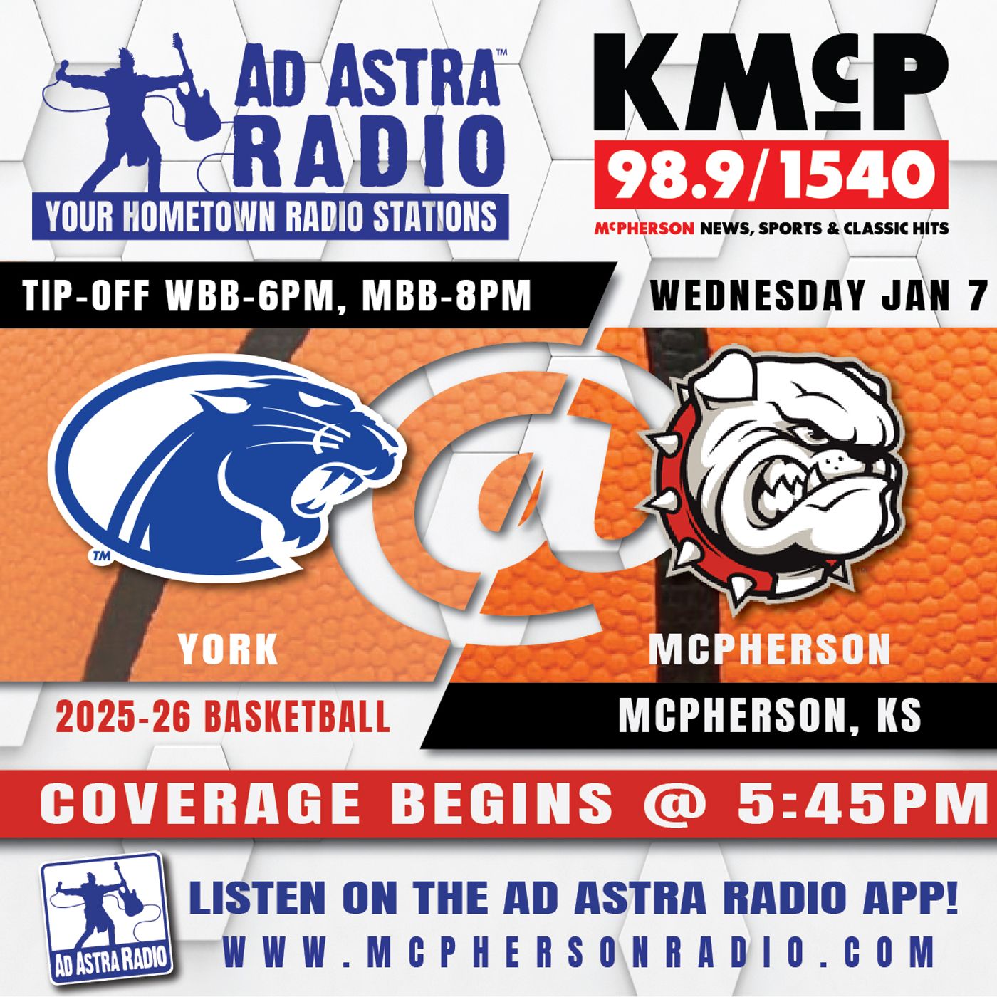 York Panthers at McPherson Bulldogs College Basketball (January 7, 2026) episode artwork