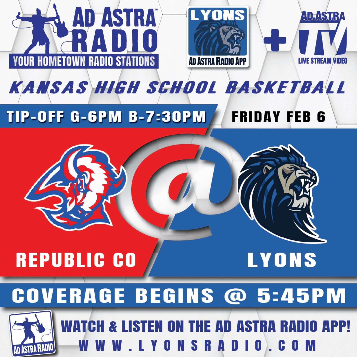 Republic County Buffaloes at Lyons Lions Boys High School Basketball (February 6, 2026) episode artwork