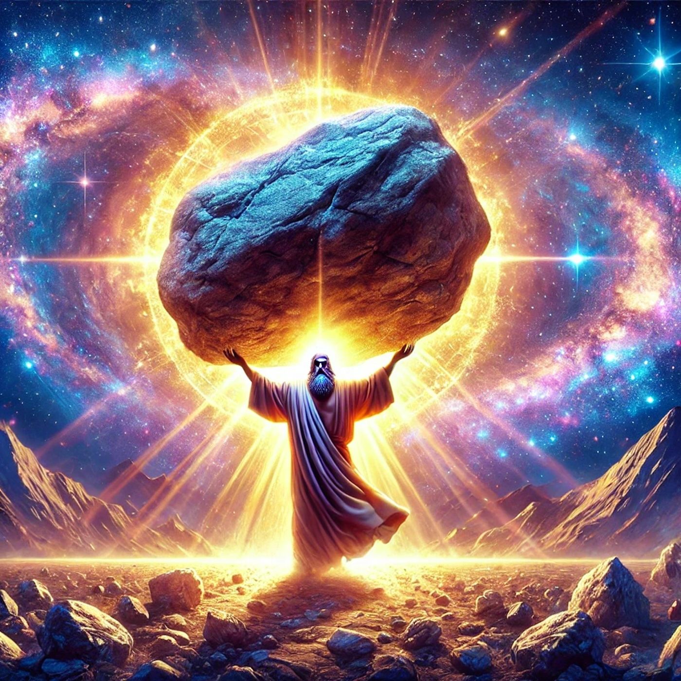 "If God is omnipotent, He should be able to create a stone so heavy that even He can't lift it." episode artwork
