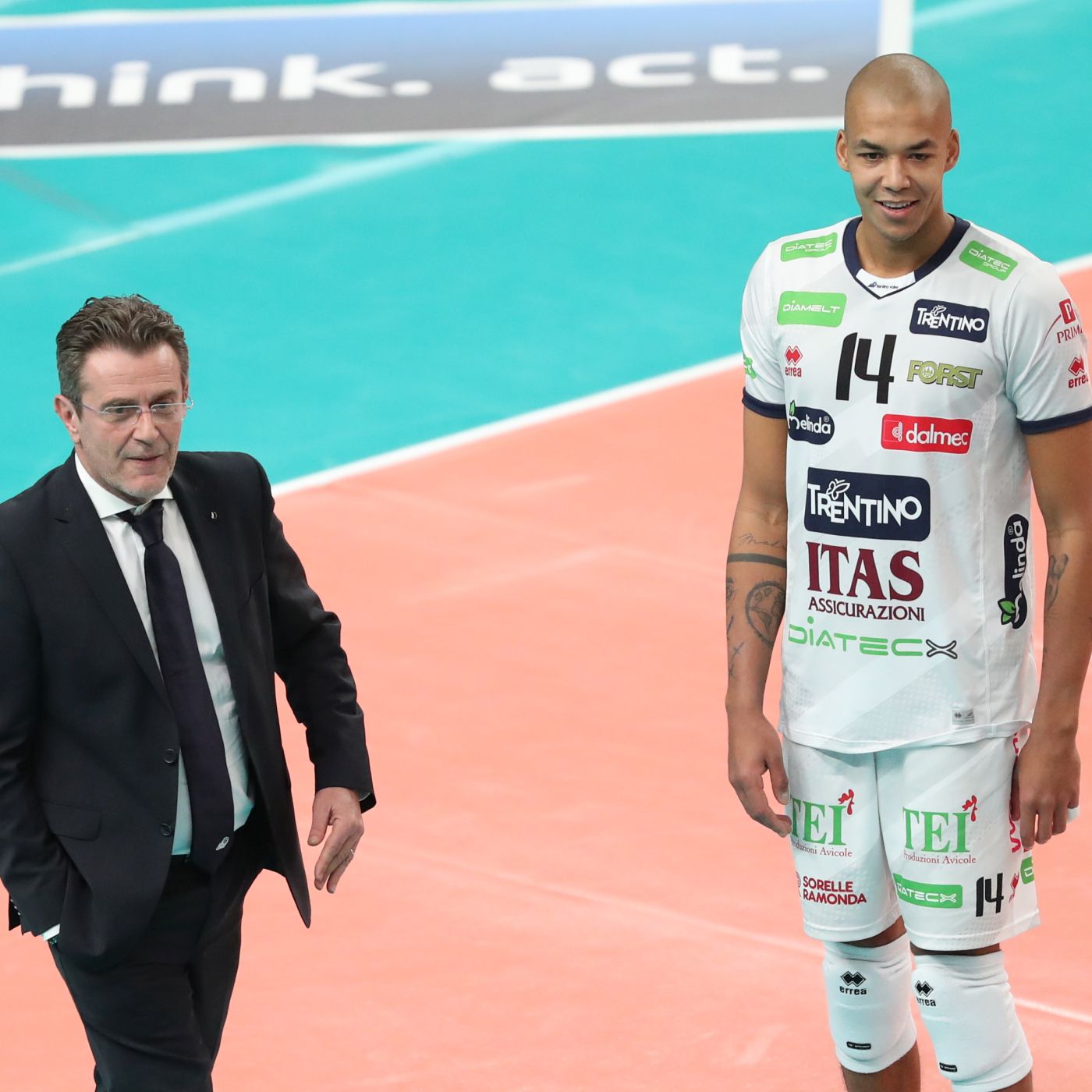 Nimir e Lorenzetti dopo il 3-2 in rimonta su Novosibirsk in Champions League