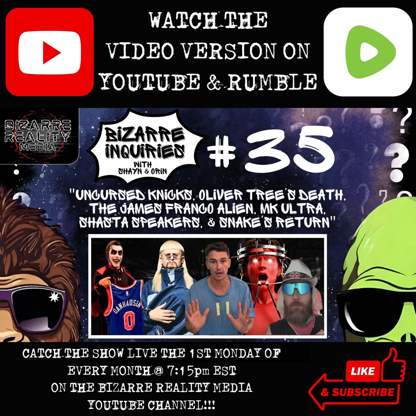 Bizarre Inquiries #35 "Uncursed Knicks, Oliver Tree's Death, The James Franco Alien, MK Ultra, Shasta Speakers, & Snake's Return"