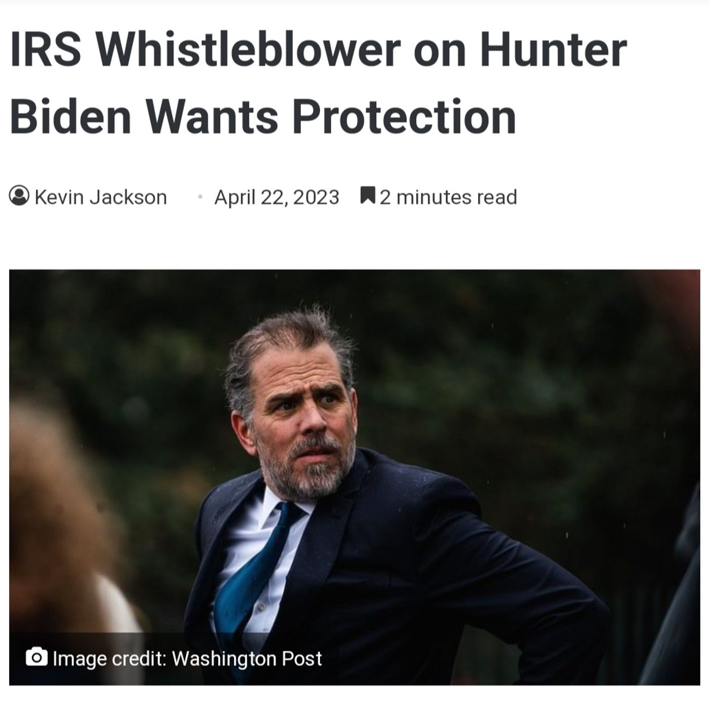 IRS Whistleblower on Hunter Biden Wants Protection