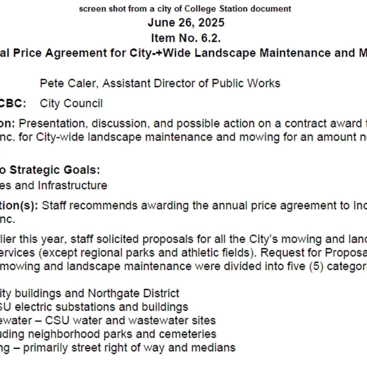 College Station city council awards a $1 million dollar mowing contract to an out of town company episode artwork