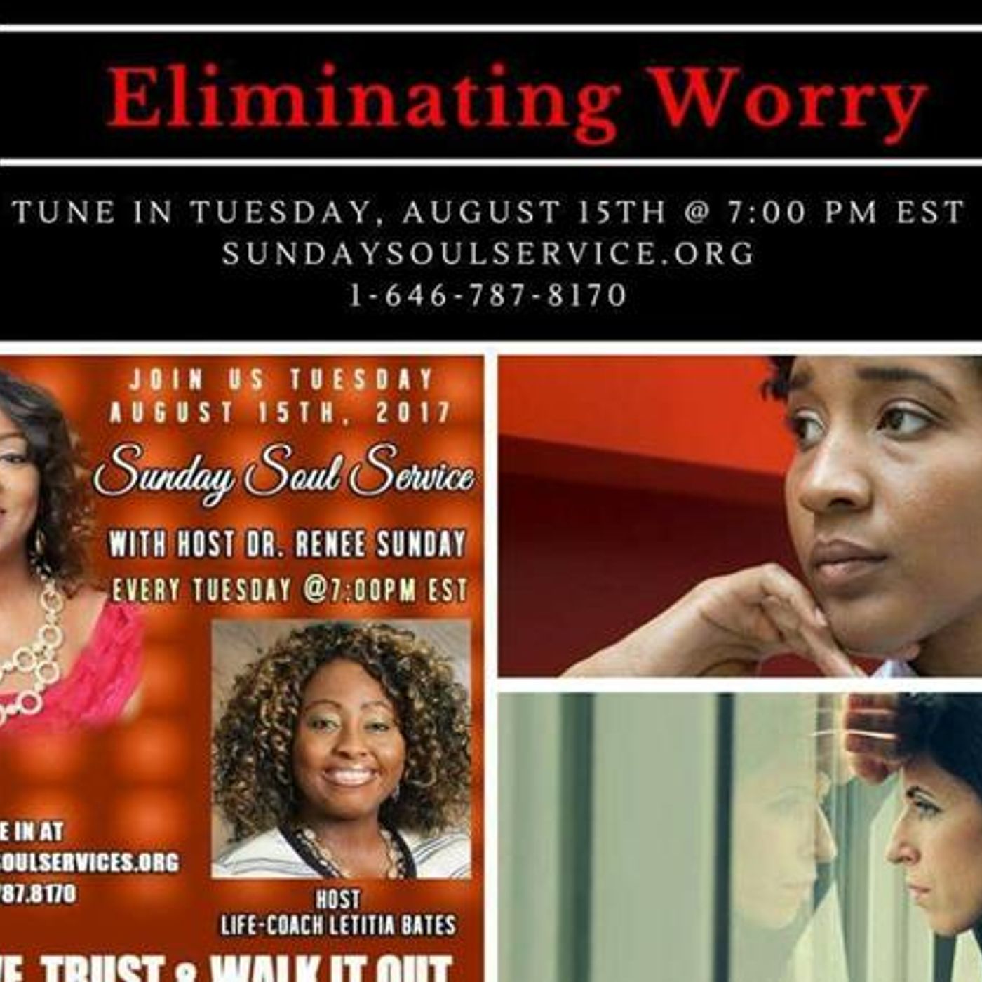 Eliminating Worry on Sunday Soul Service. Host Life Coach Letitia Bates episode artwork