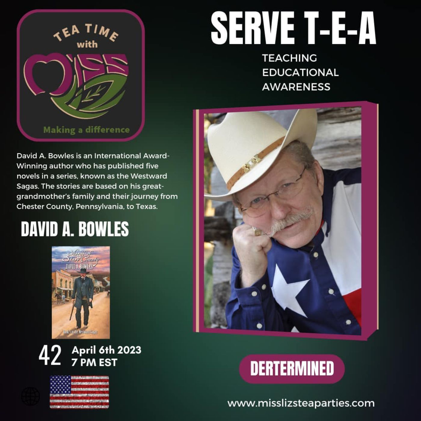 Teatime with Miss Liz T-E-A Open Discussion with David A. Bowles Westward Sagas Series episode artwork