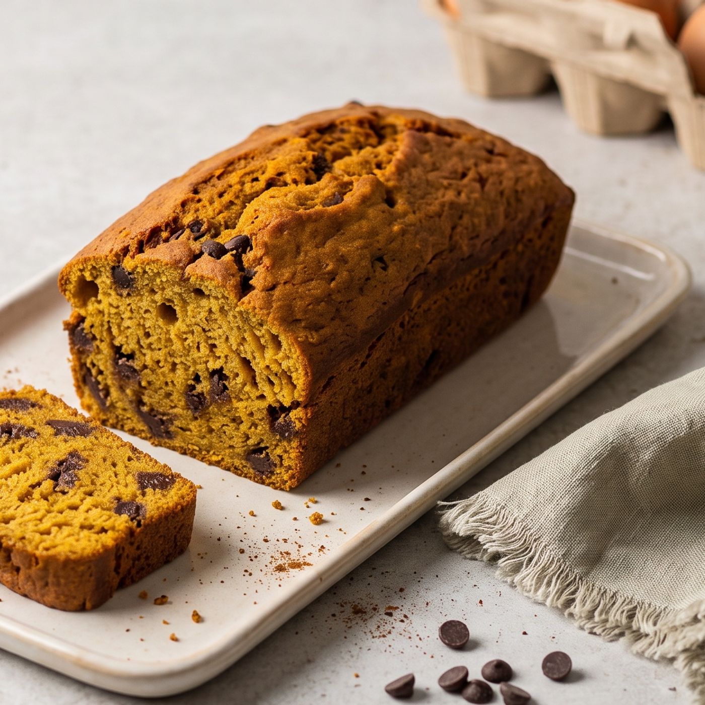 Plumcake zucca e gocce di cioccolato soffice come una nuvola