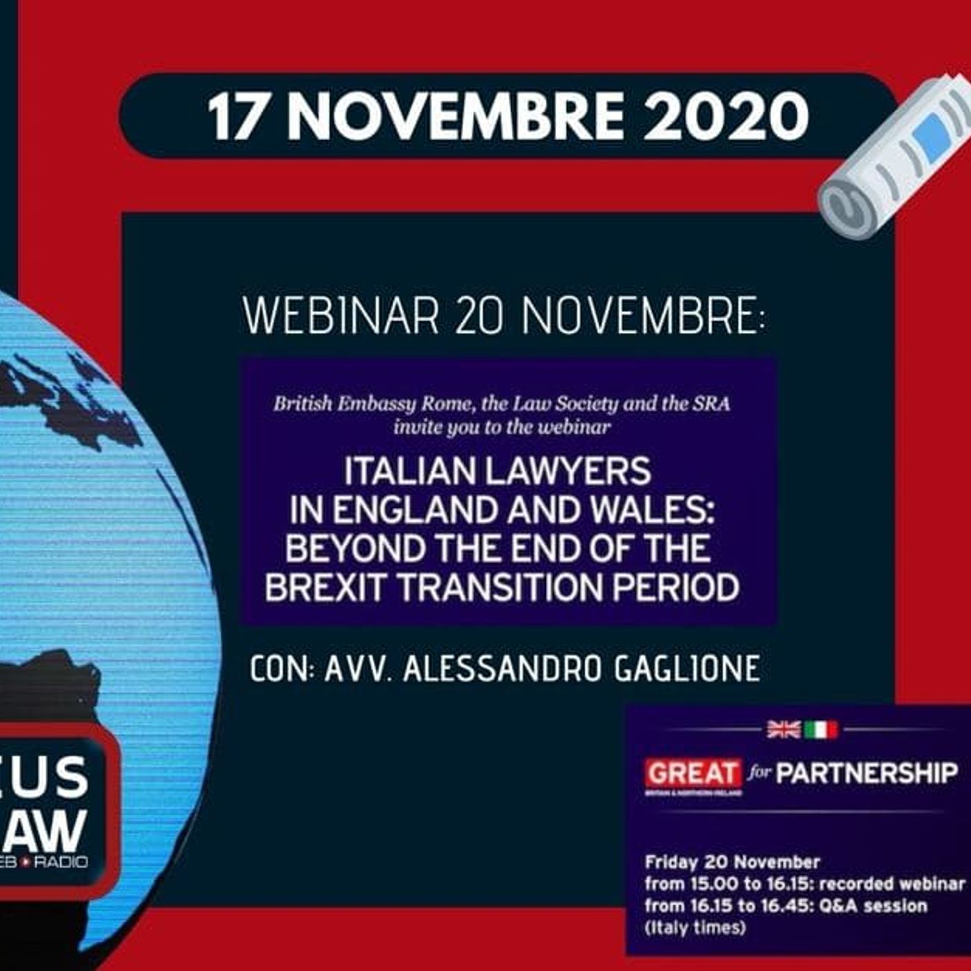 BREAKING NEWS – WEBINAR 20 NOVEMBRE: AVVOCATI A LONDRA E TRANSIZIONE IN RELAZIONE ALLA BREXIT episode artwork