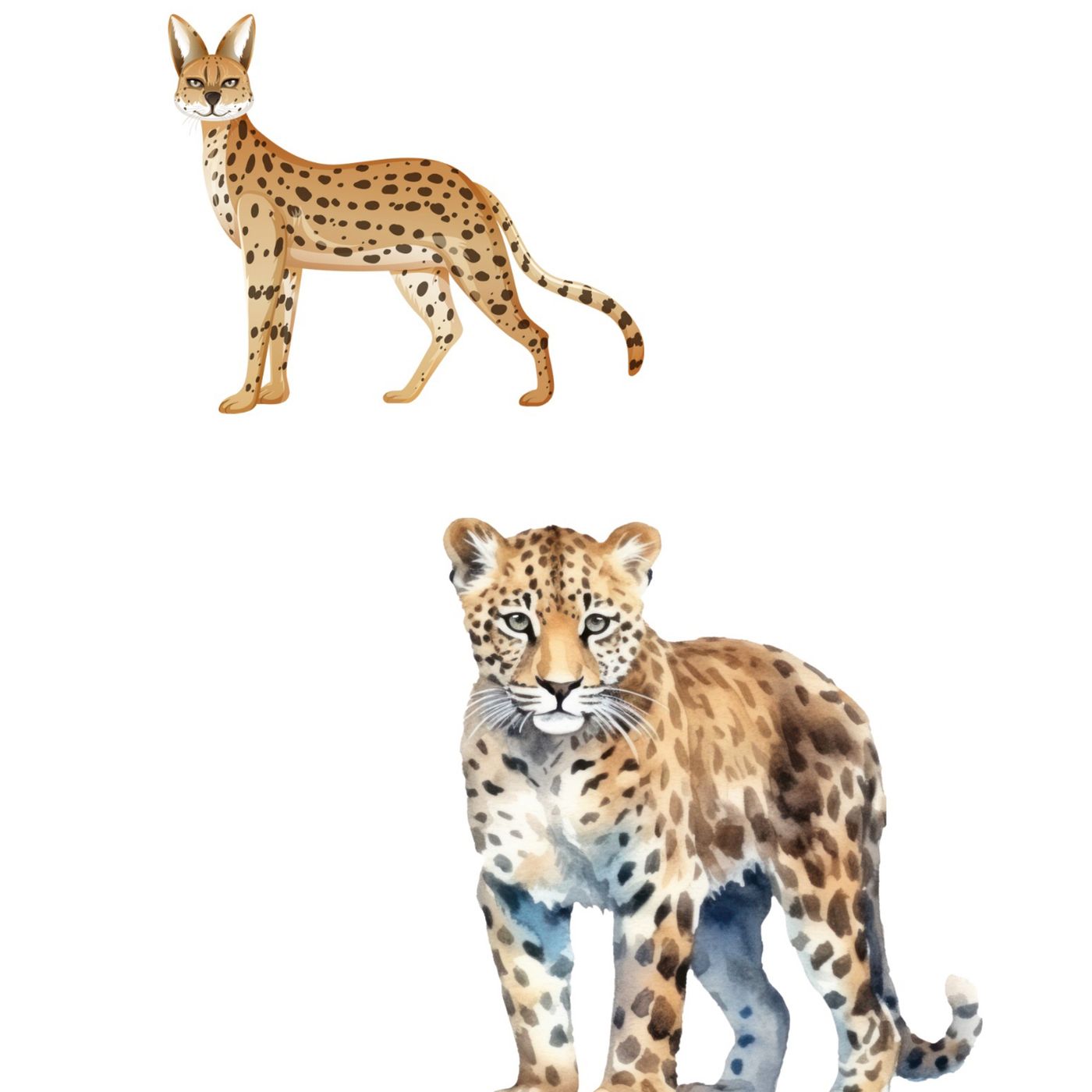 El serval mariano y el leopardo Sebastian en sus aventuras