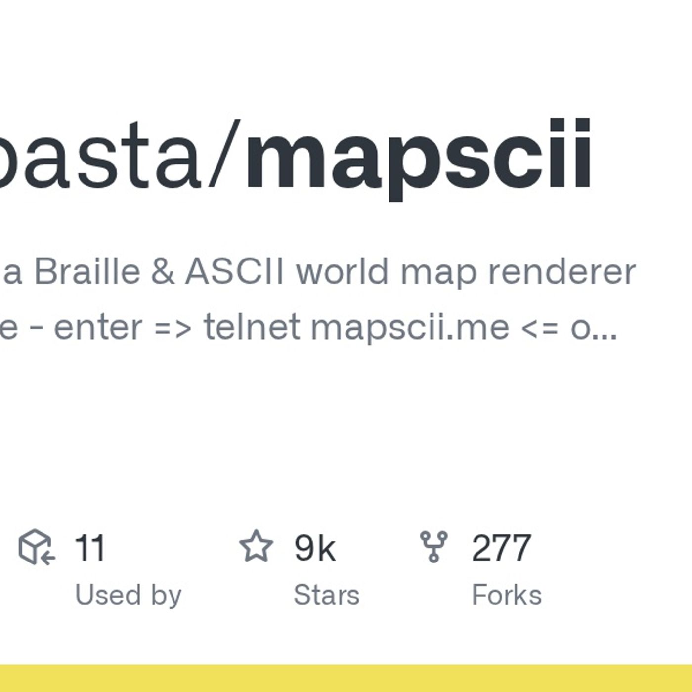GitHub - rastapasta/mapscii: 🗺 MapSCII is a Braille & ASCII world map renderer for your console... — GitHub Daily Trend cover