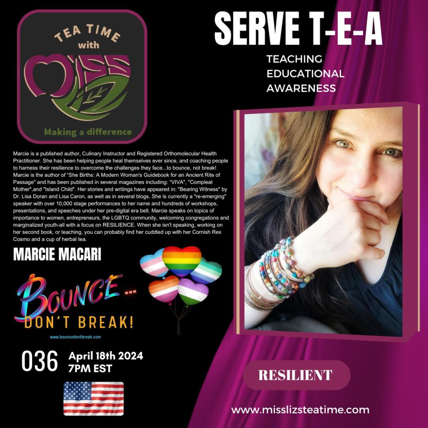 Teatime with Miss Liz T-E-A Open Discussion with Marcie Macari episode artwork
