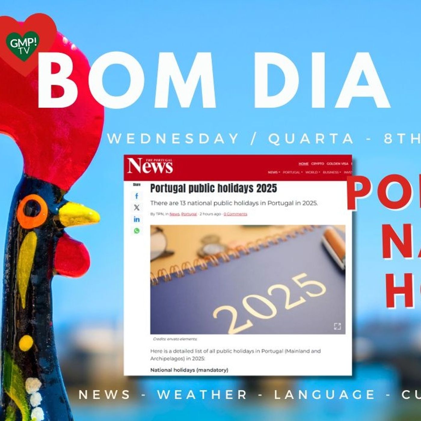 Bom Dia Daily - Wednesday 8th January 2025 #portugal #news #weather #language #culture #wellbeing episode artwork