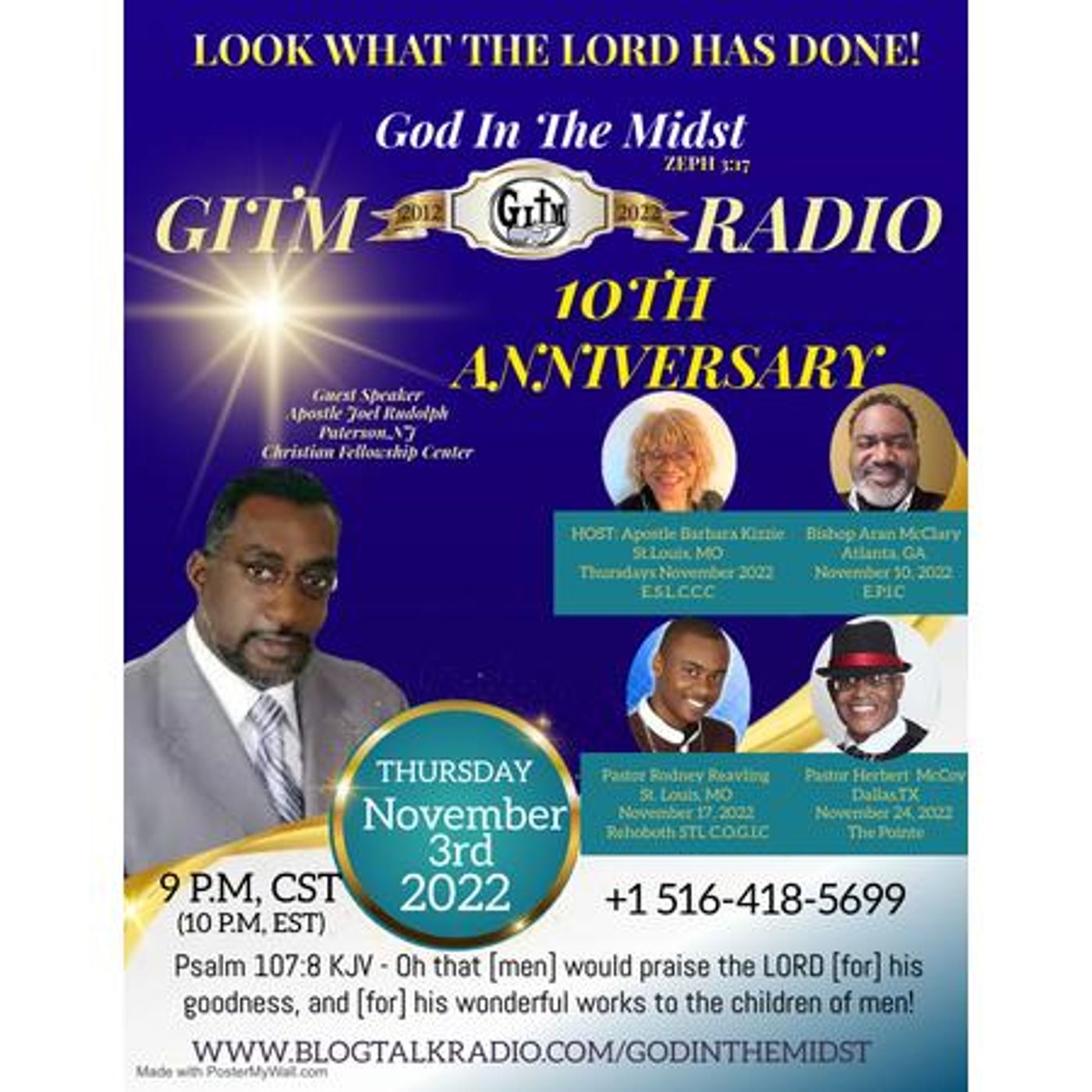 11.3.2022 GITM RADIO 10th Anniversary: APOSTLE JOEL D RUDOLPH SR, Paterson, NJ episode artwork