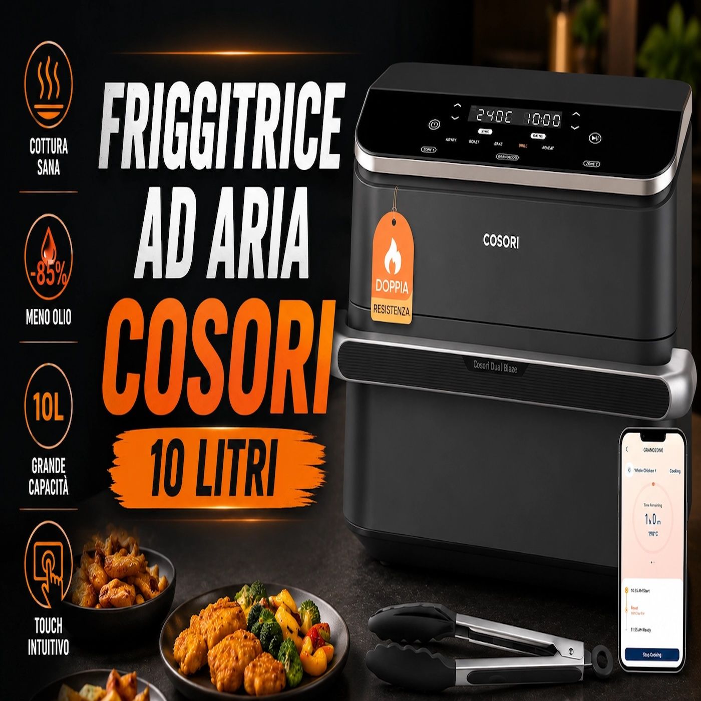 Friggitrice ad Aria COSORI 10 Litri- doppio cestello, WiFi e 2800W in offerta episode artwork