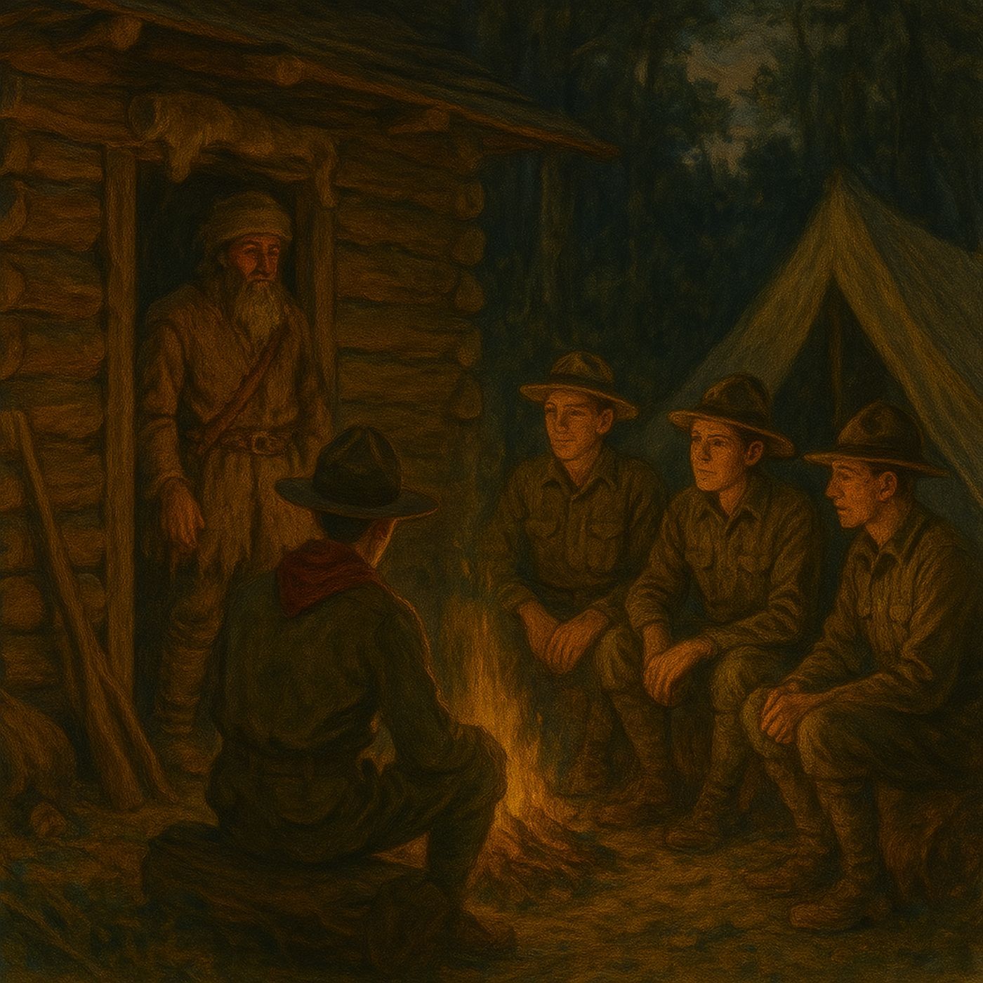 Boy Scouts in a Trapper's Camp