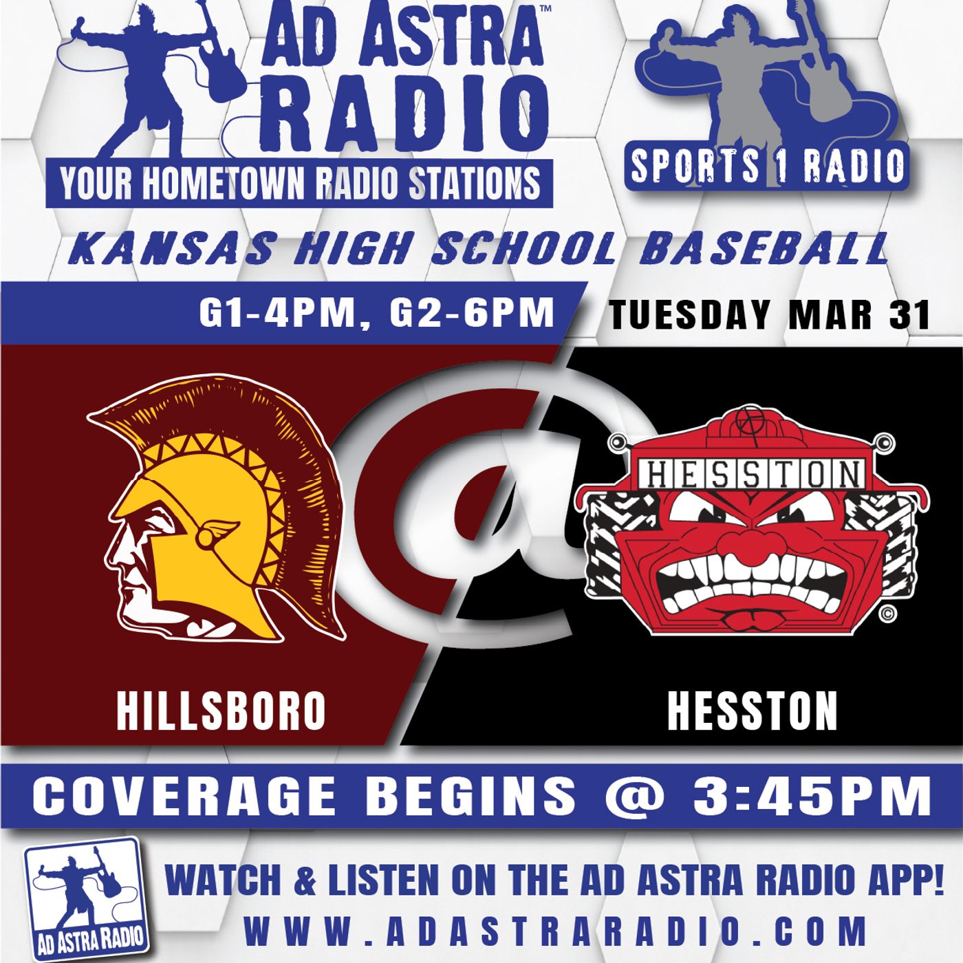 Hillsboro Trojans at Hesston Swathers High School Baseball (Game 1-March 31, 2026) episode artwork