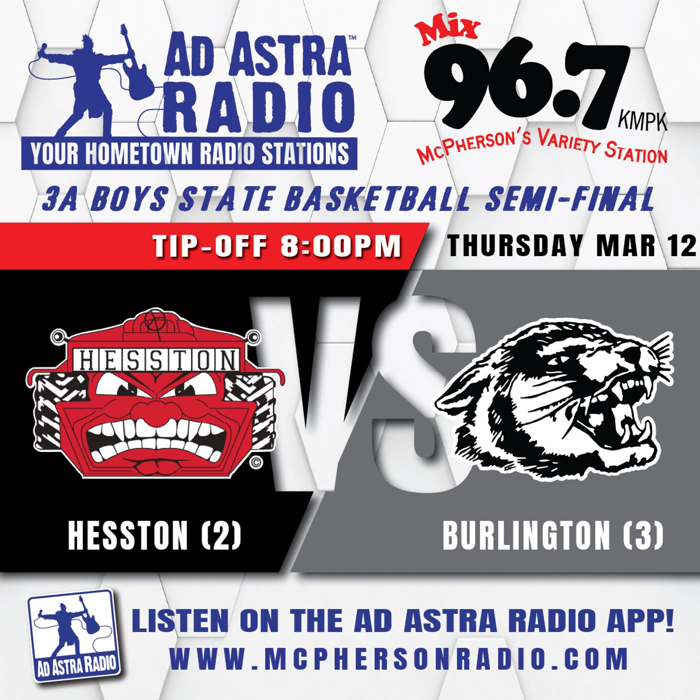 Hesston Swathers vs Burlington Wildcats High School Basketball (3A Boys State Semifinal-March 12, 2026) episode artwork