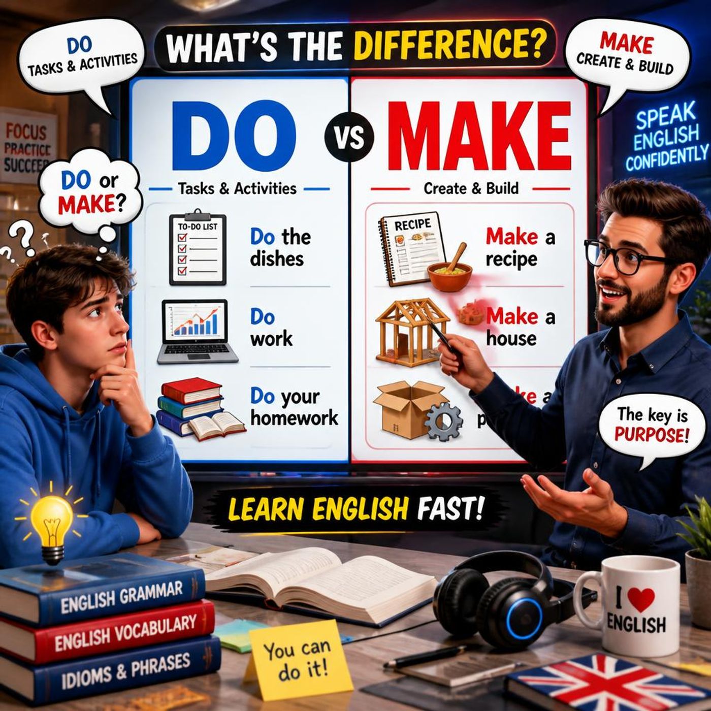 DO vs MAKE en Inglés: Aprende la Diferencia Fácil y Habla Correctamente | English Grammar