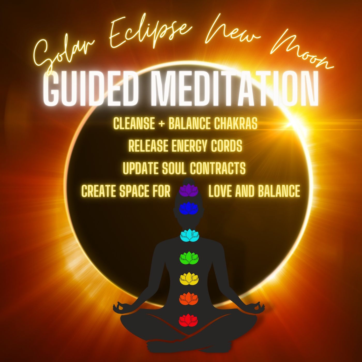 October 2023 Solar Eclipse New Moon Guided Meditation | Chakra Balance | Release Energy Cords