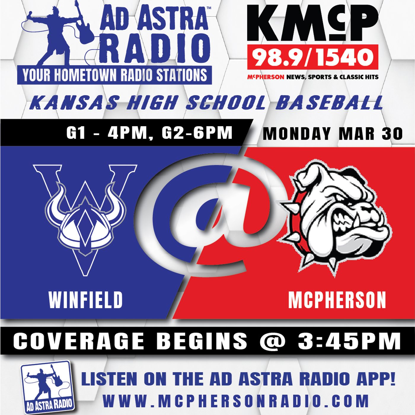 Winfield Vikings at McPherson Bullpups High School Baseball (Game 2-March 30, 2026) episode artwork