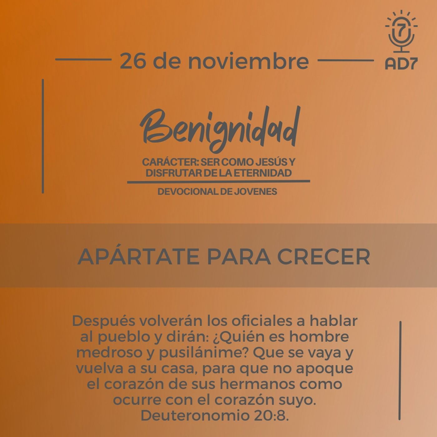 Apártate para crecer | Devocional de Jóvenes | 26 de noviembre 2023