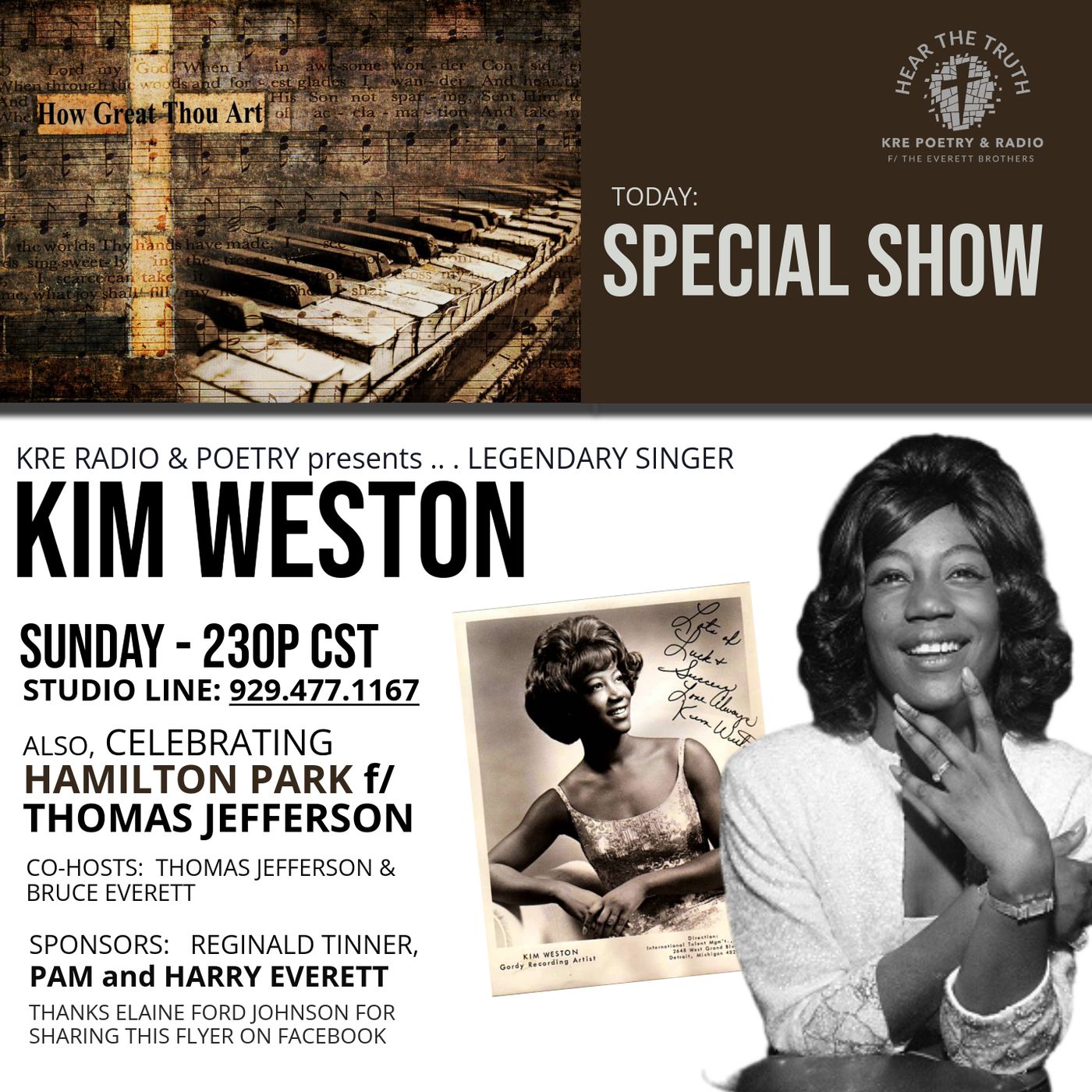 KRE POETRY AND RADIO - EP 95 (GUEST:  LEGENDARY SINGER, KIM WESTON) episode artwork