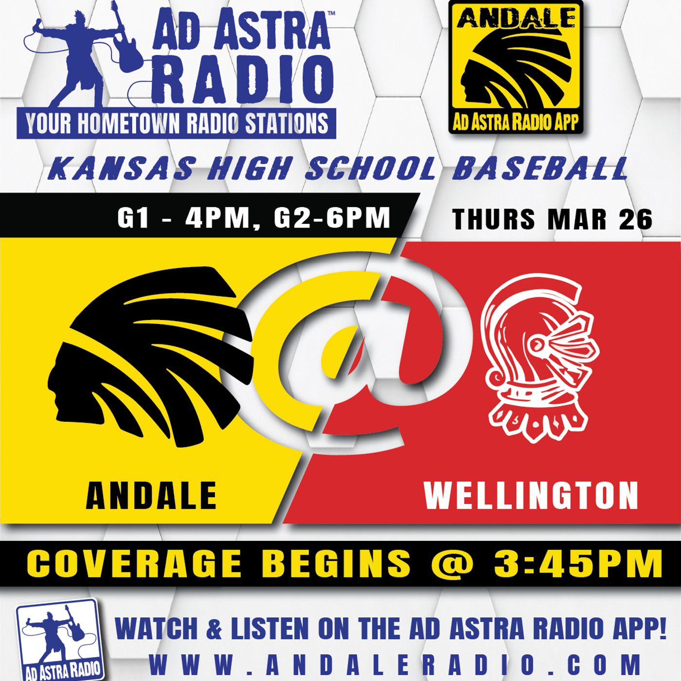 Andale Indians at Wellington Crusaders High School Baseball (Game 2- March 26, 2026) episode artwork