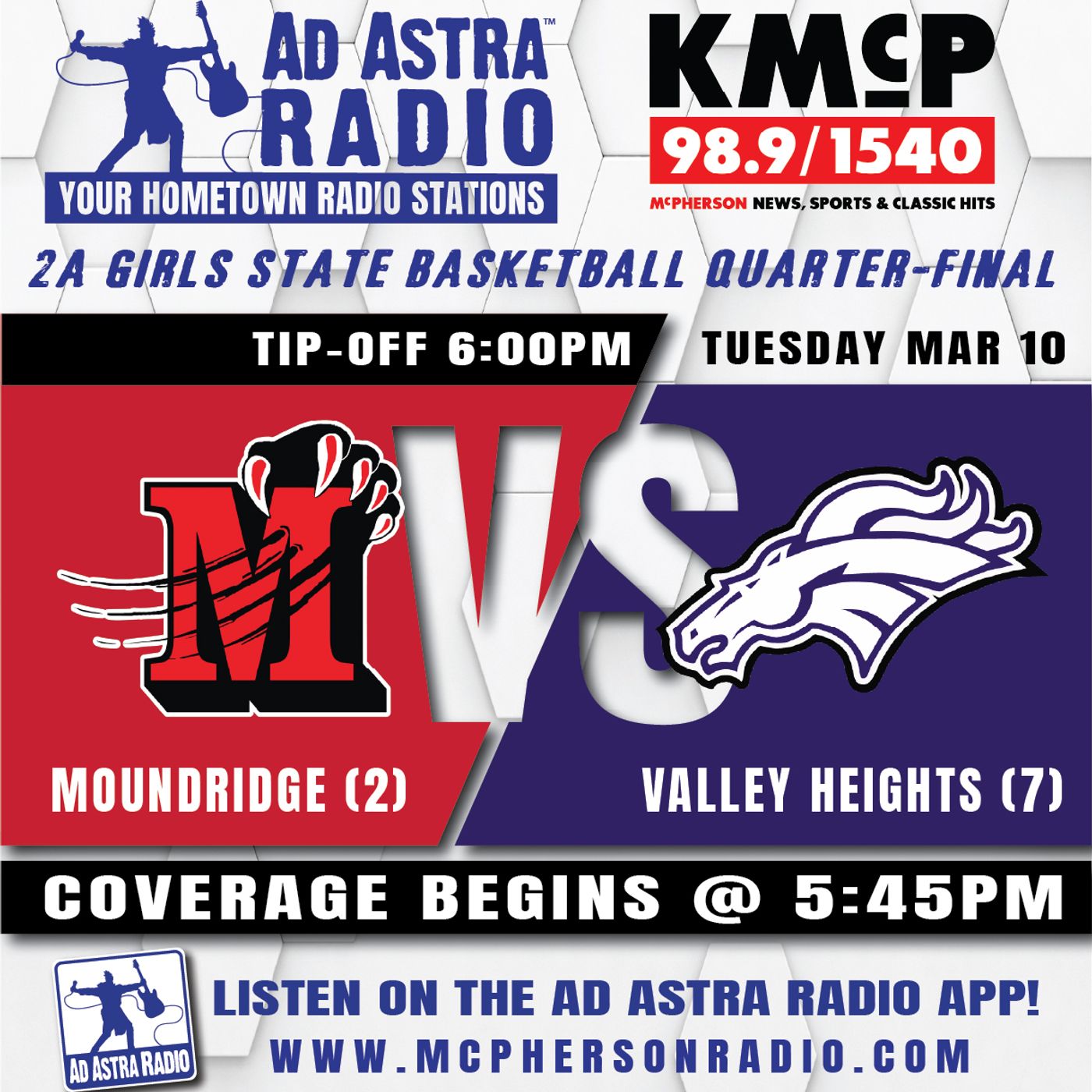 Moundridge Wildcats vs Valley Heights Mustangs High School Basketball (2A Girls State Quarterfinal-March 10, 2026) episode artwork