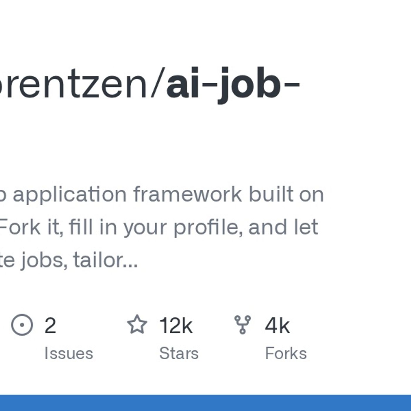 GitHub - MadsLorentzen/ai-job-search: AI-powered job application framework built on Claude Code. Fork it, fill in your profile, and let Clau
