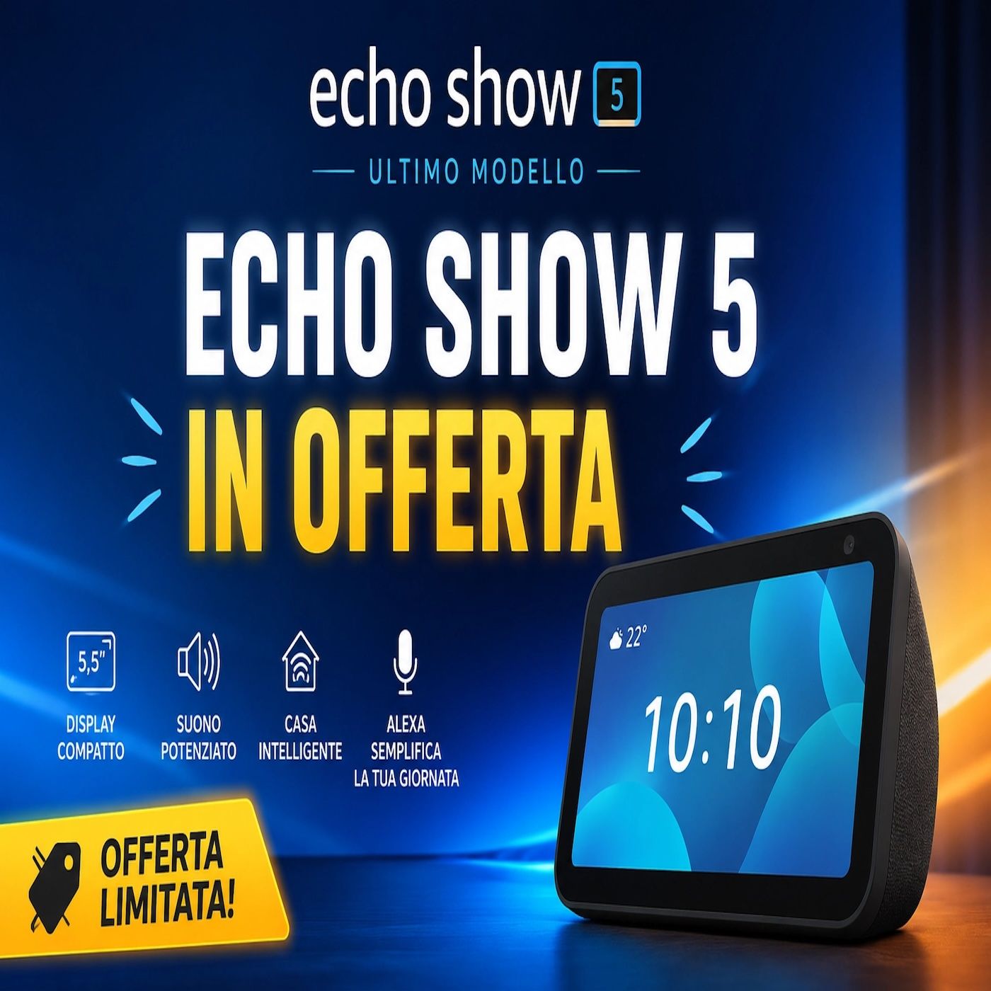 Echo Show 5 ultimo modello in offerta: schermo touch con Alexa+ a 74,99€ episode artwork