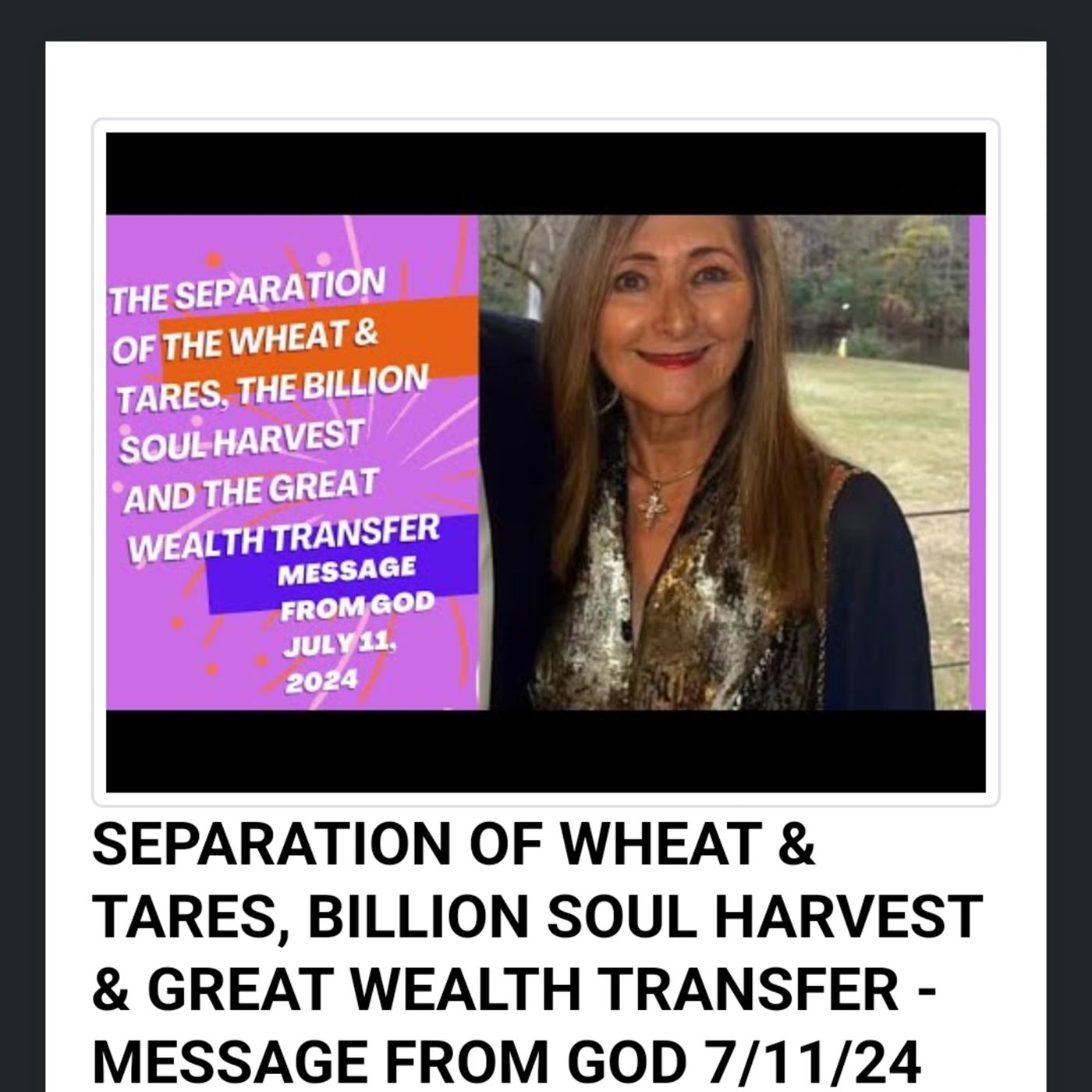 SEPARATION OF WHEAT & TARES, BILLION SOUL HARVEST & GREAT WEALTH TRANSFER - MESSAGE FROM GOD 7/11/24 episode artwork