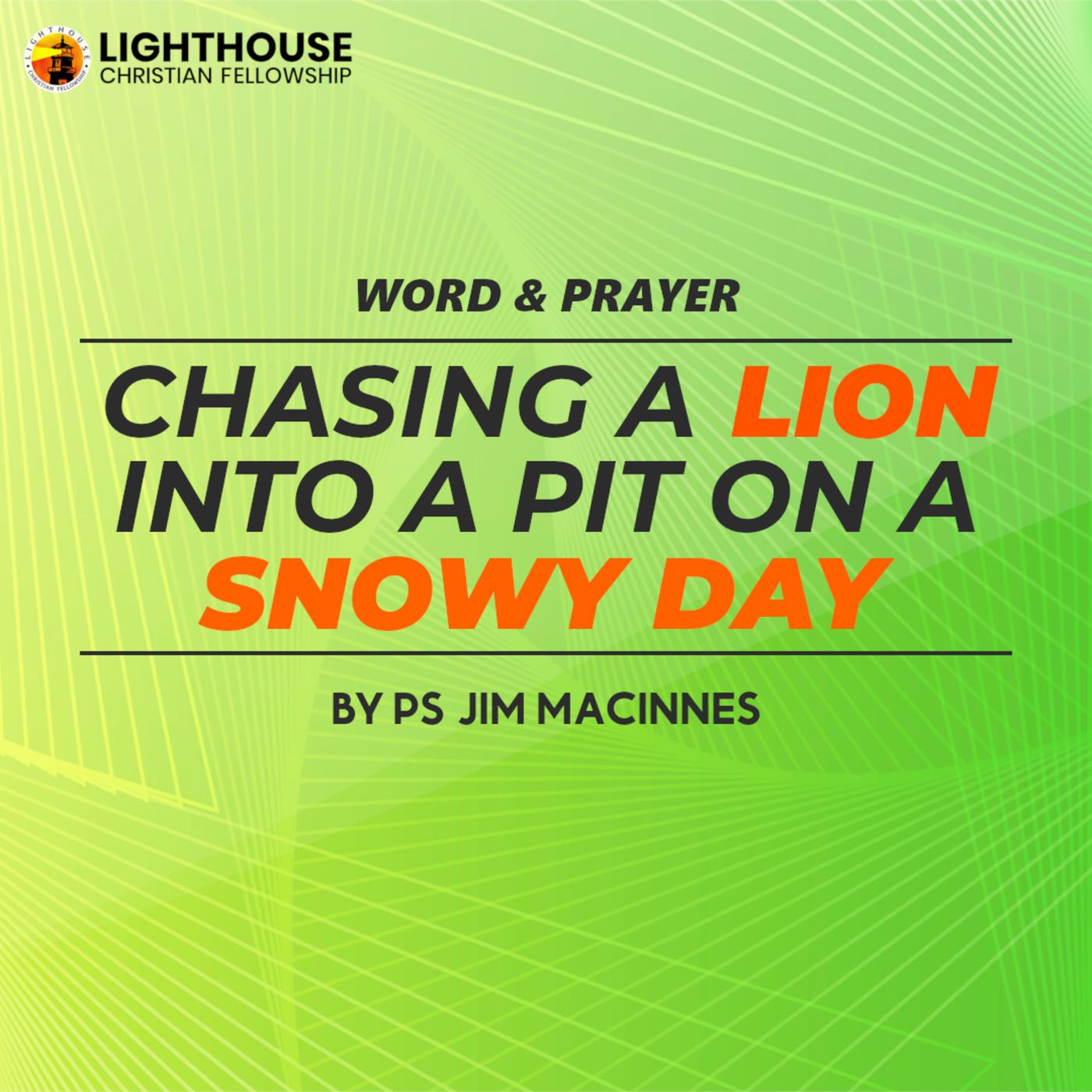 Chasing a Lion into a Pit on a Snowy Day by Ps Jim MacInnes