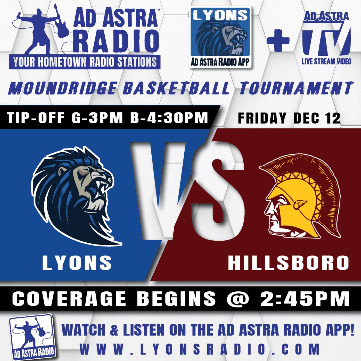 Lyons Lions vs Hillsboro Trojans High School Basketball (Moundridge Tournament-December 12, 2025) episode artwork