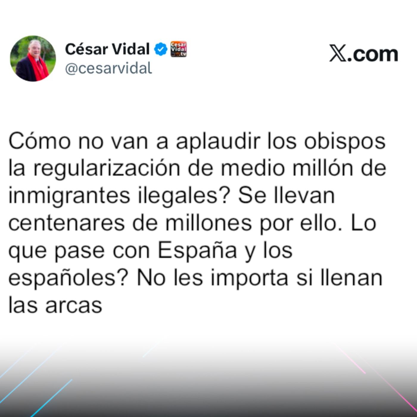 El Post de la Hora | César Vidal «Obispos aplauden regularización de medio millón de inmigrantes ilegales» episode artwork