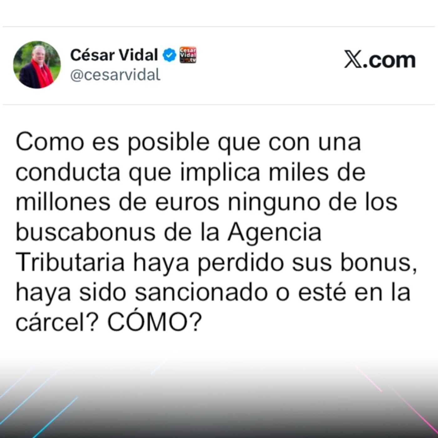 El Post de la Hora | César Vidal «Los buscabonus de la Agencja Tributaria no perdieron sus bonus episode artwork