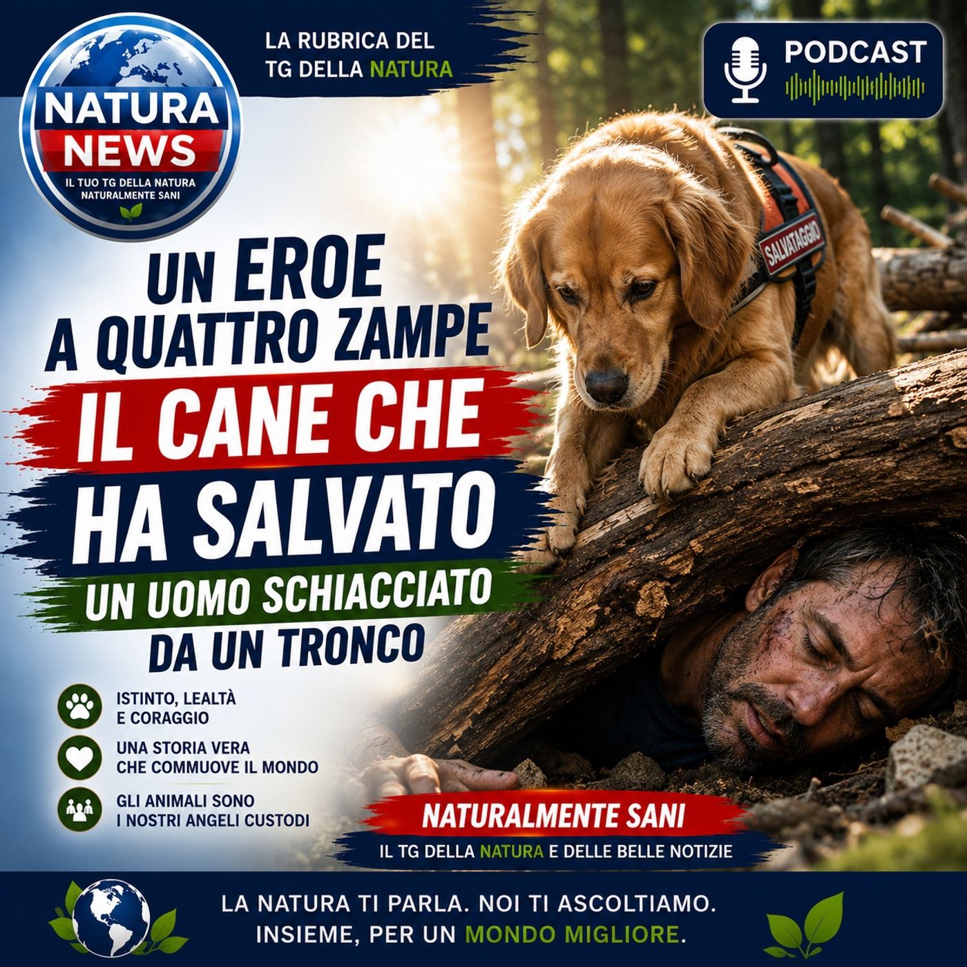 Cane eroe salva un uomo schiacciato da un tronco episode artwork