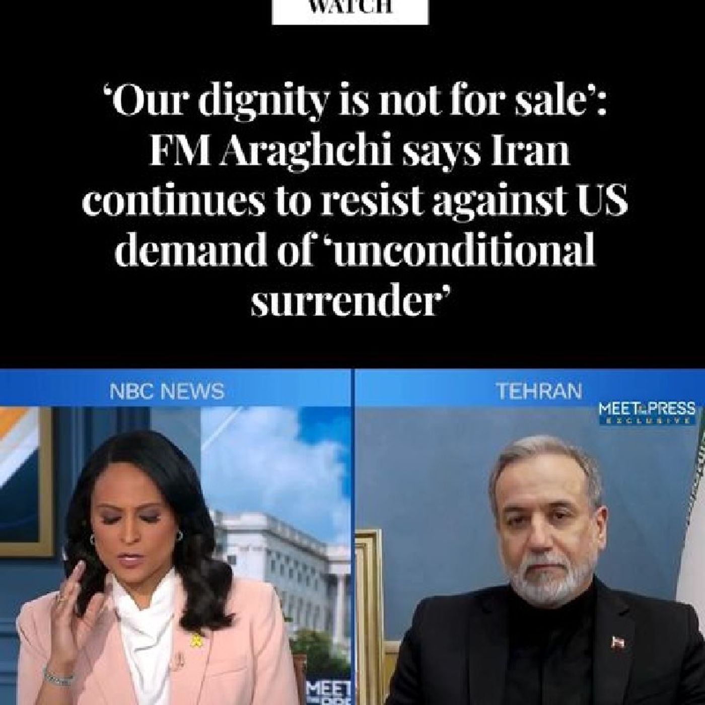 Iranian Foreign Minister Abbas Araghchi stated that the US had also demanded unconditional surrender during the 12-day Iran, Israel conflict episode artwork