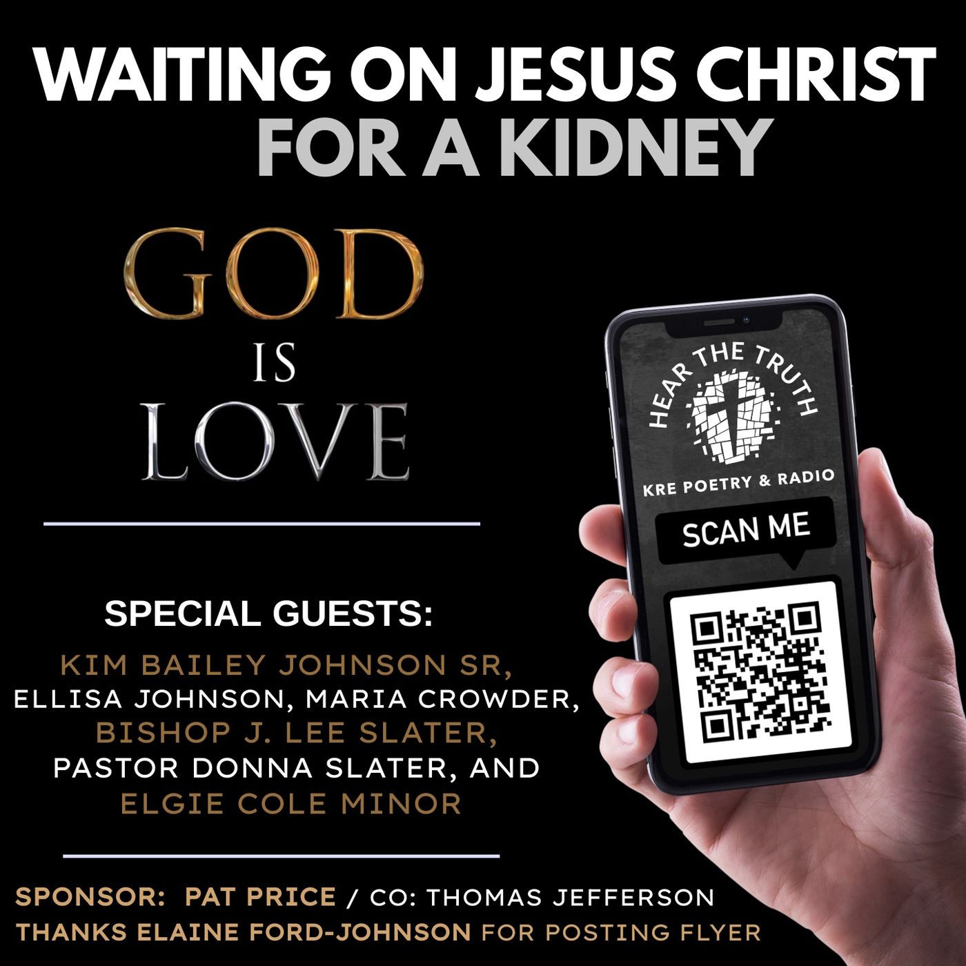 KRE POETRY AND RADIO - EP 50 (TOPIC:  WAITING ON JESUS CHRIST FOR A KIDNEY) episode artwork