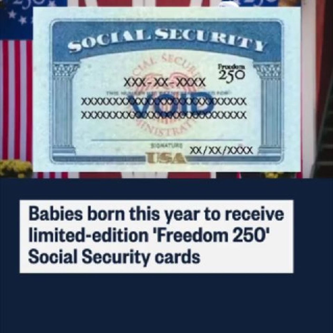 Babies born in the U.S. this week through the end of the year will receive a Social Security card bearing the Freedom 250 logo to commemorat episode artwork