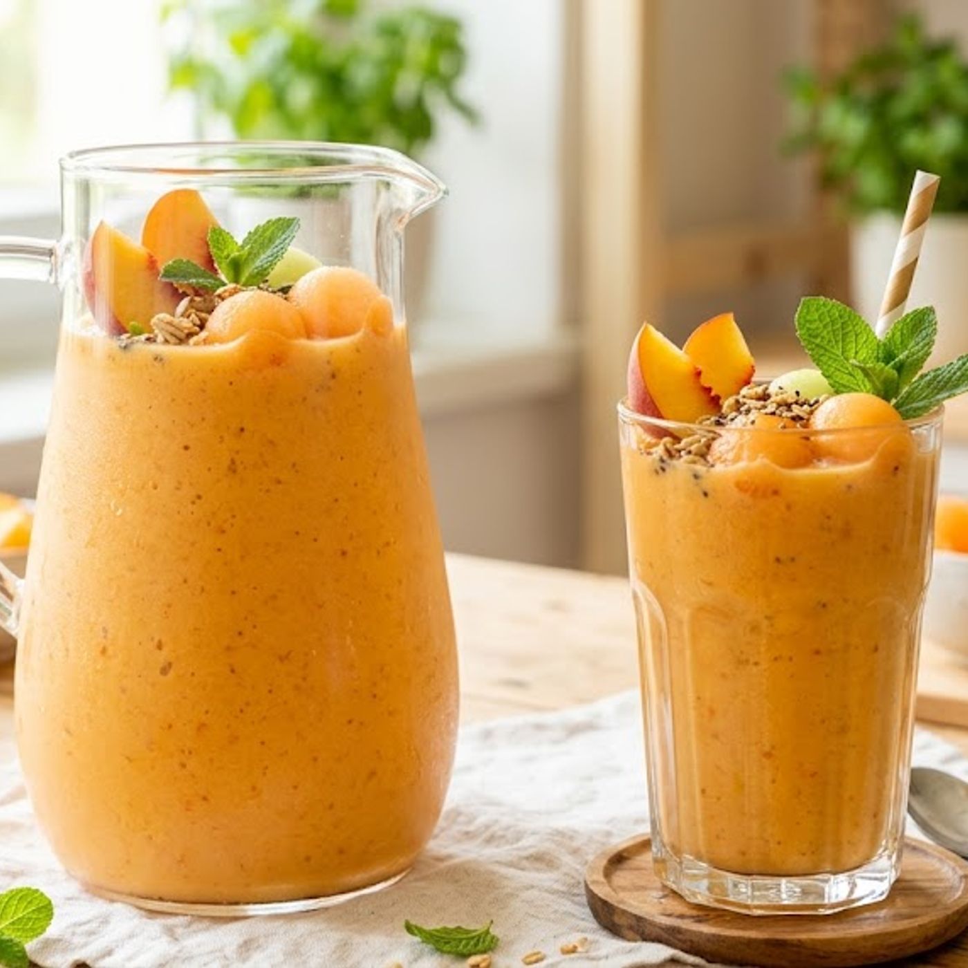 Smoothie pesca, melone e yogurt, frulla tutto, 5 minuti ed e' pronto! episode artwork