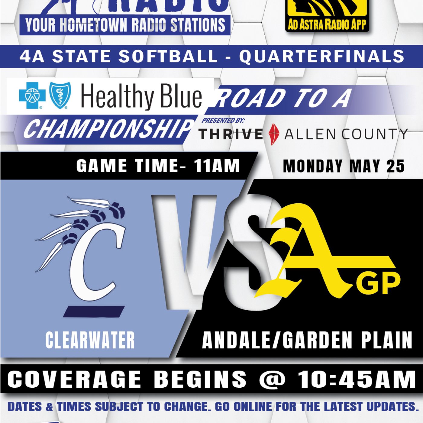 Andale Indians vs Clearwater Indians High School Softball (4A State Qualifier-May 25, 2026)